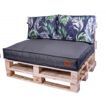 Paletové sedenie Golden Garden GG66 - podsedák a vankúš 120cm x 80cm x 15cm penový granulát grafitová vzor kvety 1